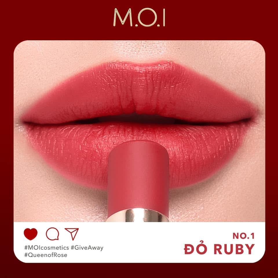 SON MÔI SÁP M.O.I VELVET MATTE QUEEN OF ROSE-duoc-ban-tai-Hương Linh's Cosmetics
