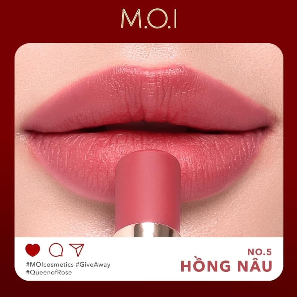SON MÔI SÁP M.O.I VELVET MATTE QUEEN OF ROSE-duoc-ban-tai-Hương Linh's Cosmetics