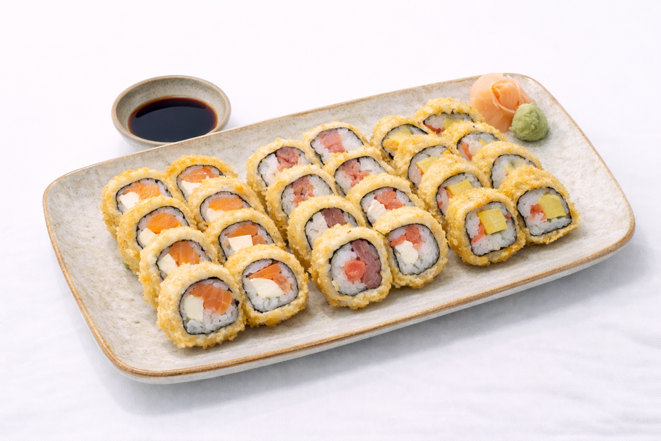 Tempura sushi combo [Deep-fried sushi combo] combo sushi chiên-duoc-ban-tai-Furin sushi