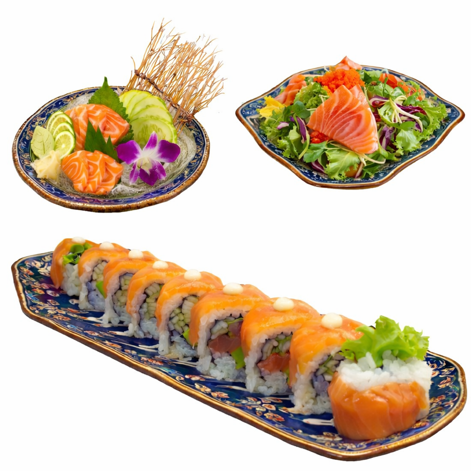 [Salmon tasting platter] combo sushi cá hồi ‘con’-duoc-ban-tai-Furin sushi
