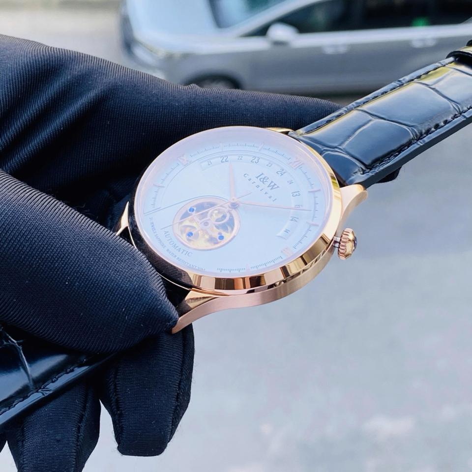 IW CANIVAL - IW525G 41mm trắng vàng hồng-duoc-ban-tai-NGUYÊN độ đồng hồ (seikomod)