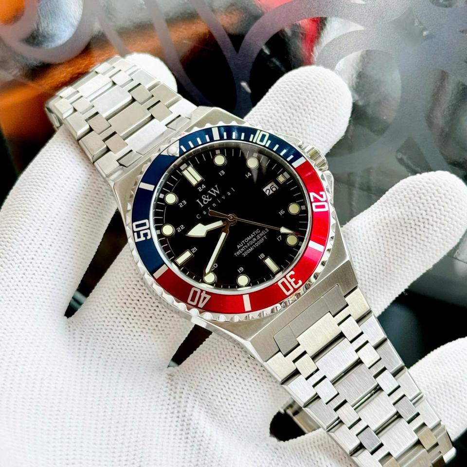 I&W Carnival 726G 41mm Pepsi-duoc-ban-tai-NGUYÊN độ đồng hồ (seikomod)