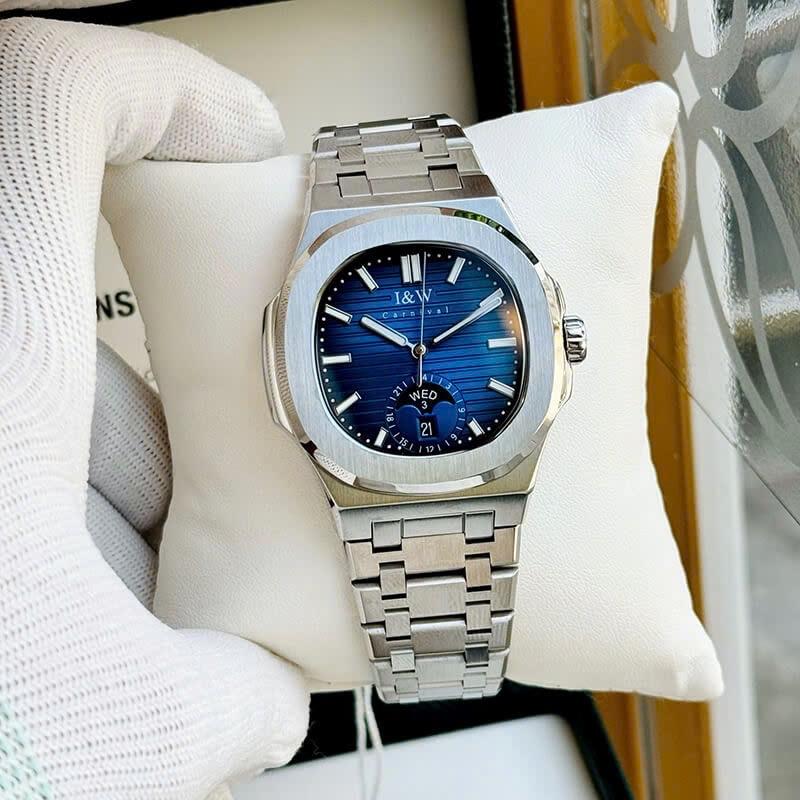 I&W Carnival IW735G xanh navy viền trơn-duoc-ban-tai-NGUYÊN độ đồng hồ (seikomod)