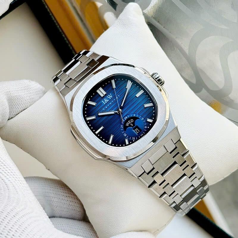 I&W Carnival IW735G xanh navy viền trơn-duoc-ban-tai-NGUYÊN độ đồng hồ (seikomod)