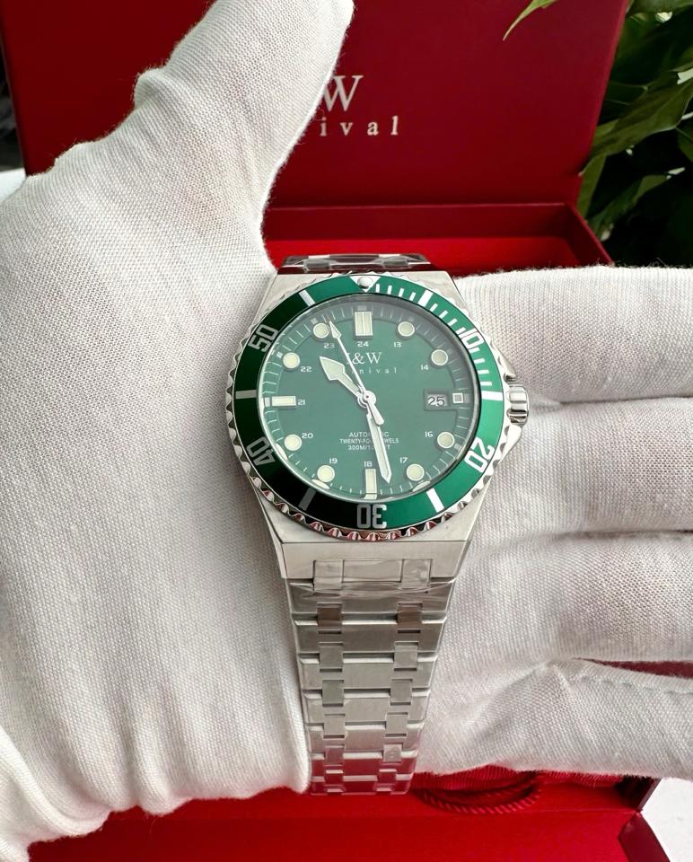 I&W Carnival 726G 41mm xanh lá-duoc-ban-tai-NGUYÊN độ đồng hồ (seikomod)