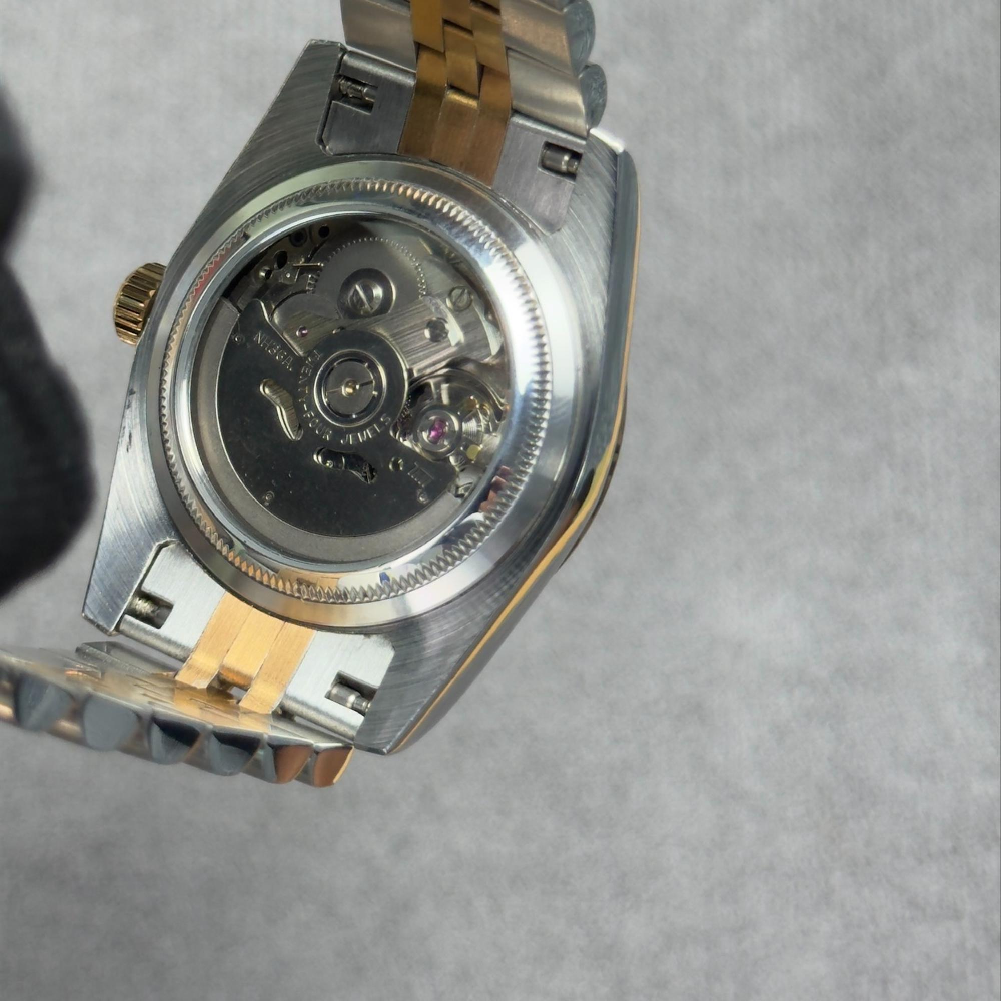 Seikomod DateJust socola demi vàng cọc đá mặt đen-duoc-ban-tai-NGUYÊN độ đồng hồ