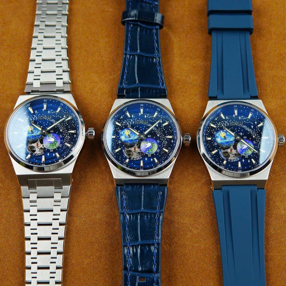 I&W Carnival Earth Blue Dial IW708G 41mm đủ loại dây-duoc-ban-tai-NGUYÊN độ đồng hồ (seikomod)