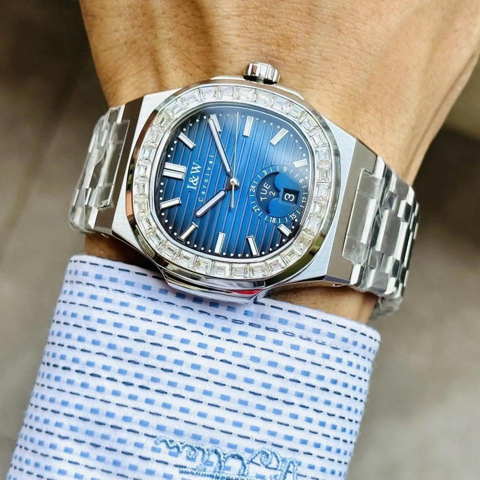 I&W Carnival IW735G xanh Navy-duoc-ban-tai-NGUYÊN độ đồng hồ (seikomod)