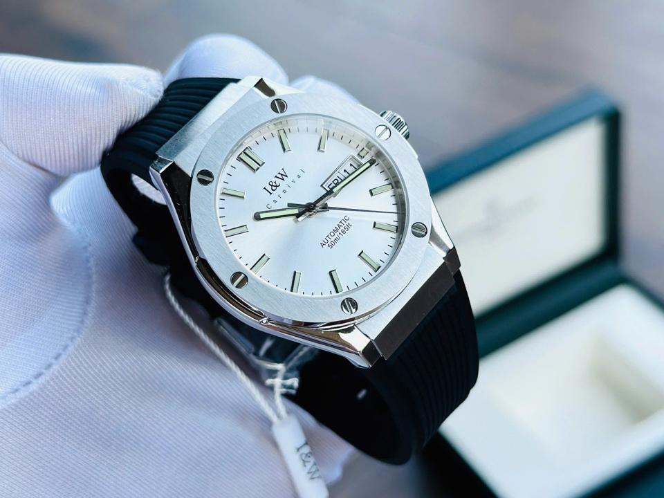 TIỂU HUBLOT I&W  CARNIVAL   IW55851   41mm viền trơn mặt trắng-duoc-ban-tai-NGUYÊN độ đồng hồ (seikomod)