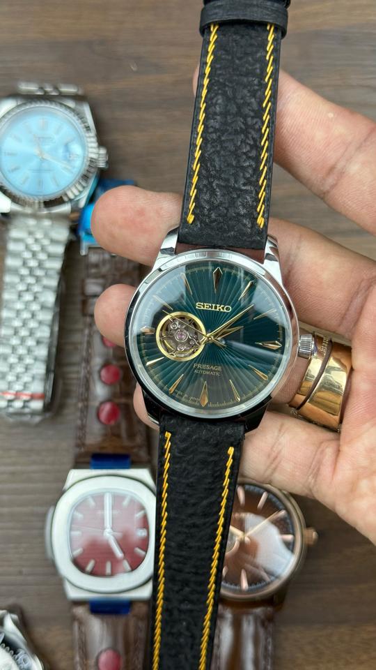 Seikomod Presage 40mm xanh lá open heart-duoc-ban-tai-NGUYÊN độ đồng hồ (seikomod)