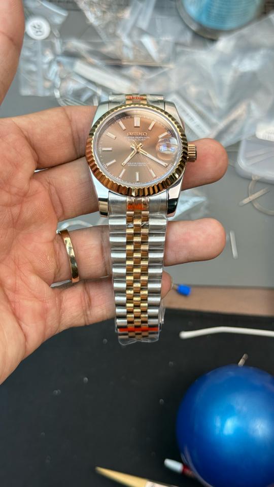 Seikomod DateJust socola demi rose-duoc-ban-tai-NGUYÊN độ đồng hồ (seikomod)