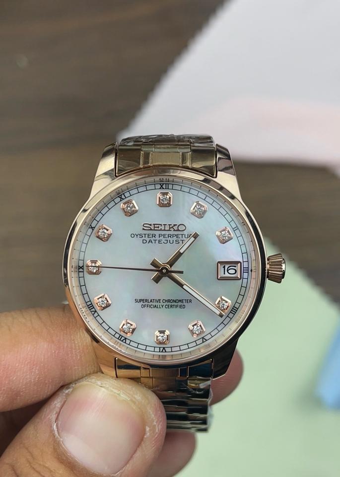 Seikomod Presage nữ 33mm mặt xà cừ dây thép -duoc-ban-tai-NGUYÊN độ đồng hồ (seikomod)