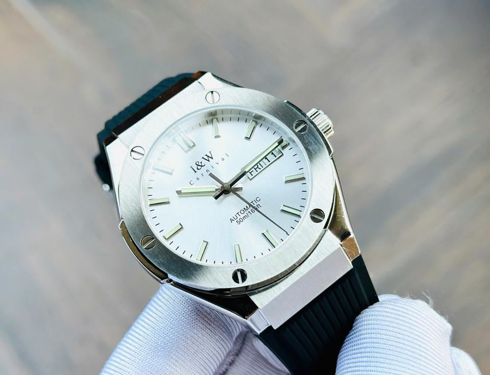TIỂU HUBLOT I&W  CARNIVAL   IW55851   41mm viền trơn mặt trắng-duoc-ban-tai-NGUYÊN độ đồng hồ (seikomod)