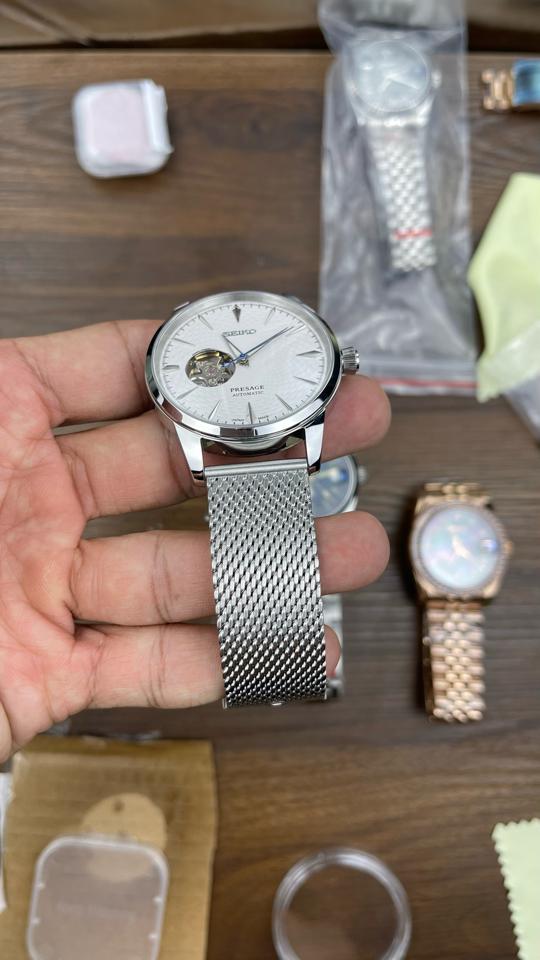 Seikomod Presage 40mm lộ tim dây thép lưới-duoc-ban-tai-NGUYÊN độ đồng hồ (seikomod)