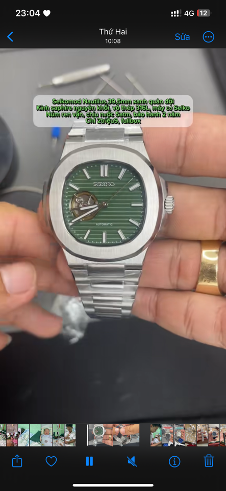 Seikomod nautilus 39,5mm xanh lá lộ tim-duoc-ban-tai-NGUYÊN độ đồng hồ (seikomod)