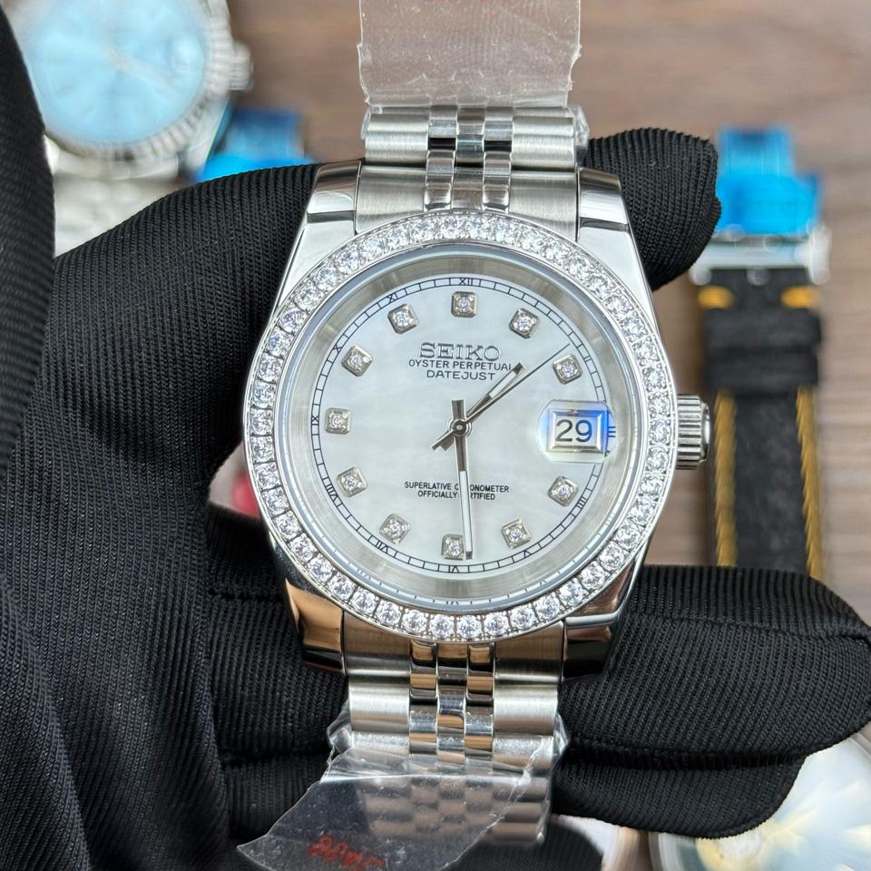 Seikomod DateJust xà cừ đá-duoc-ban-tai-NGUYÊN độ đồng hồ (seikomod)