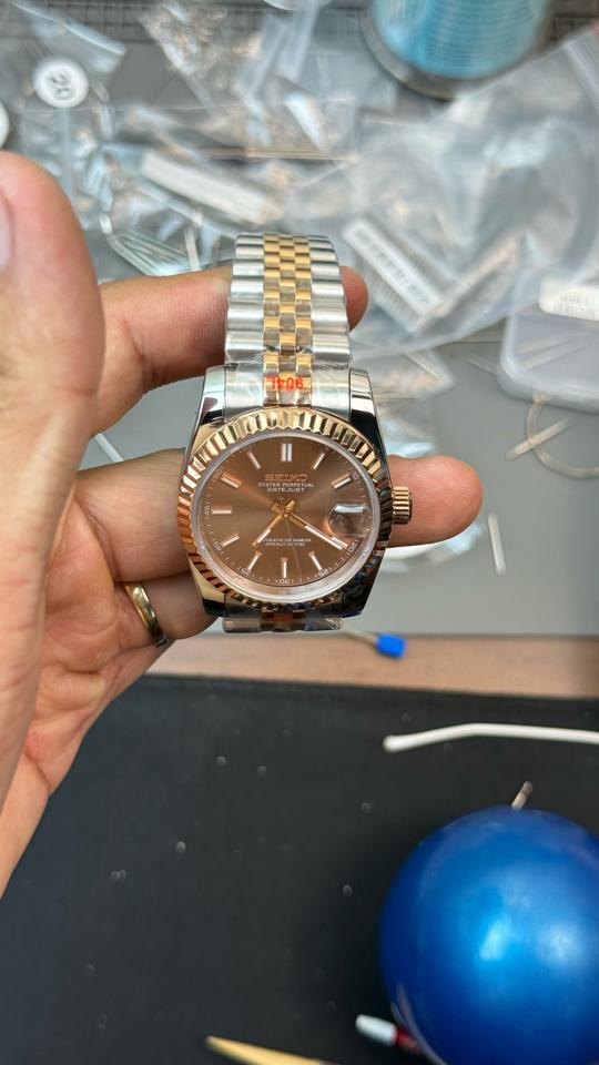 Seikomod DateJust socola demi rose-duoc-ban-tai-NGUYÊN độ đồng hồ (seikomod)