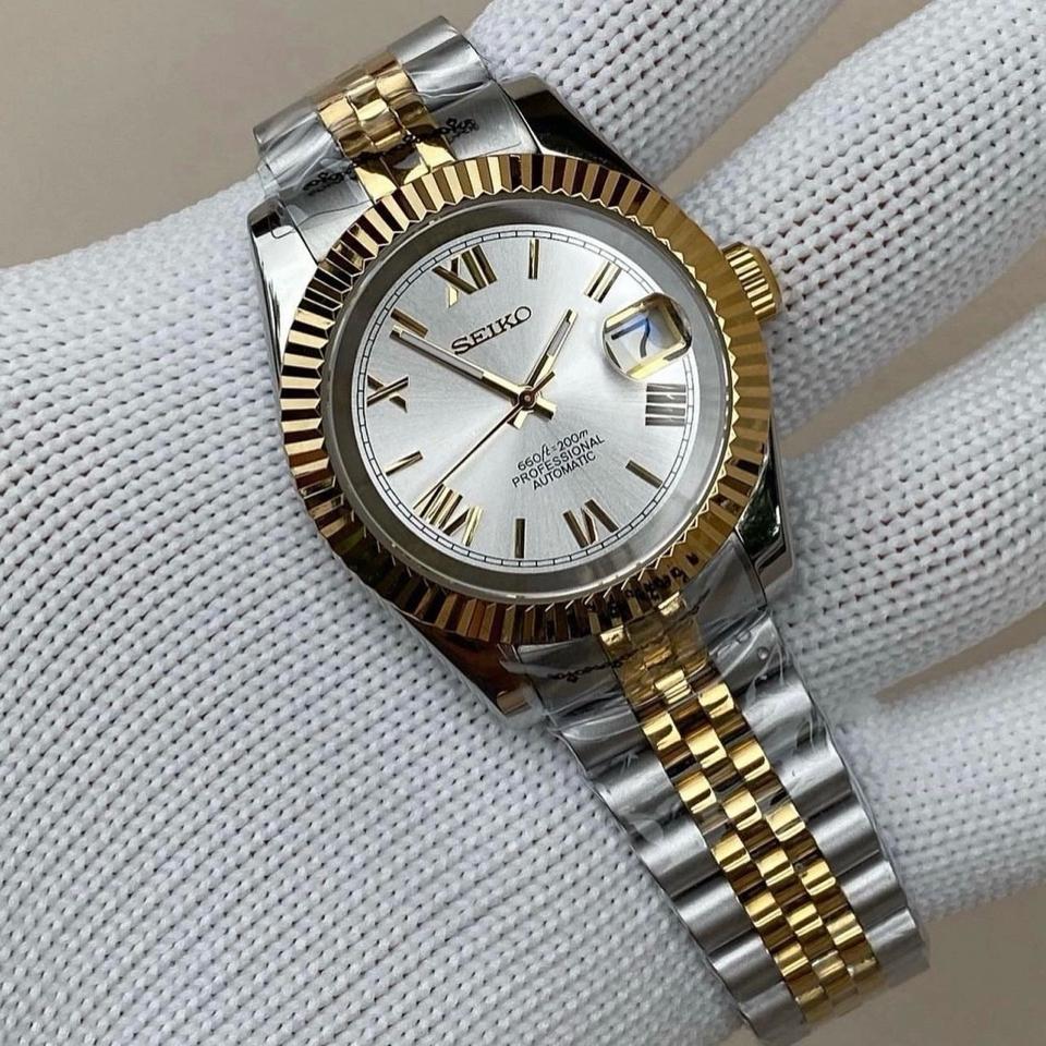 Seikomod Dayjust (la mã-demi gold)-duoc-ban-tai-NGUYÊN độ đồng hồ (seikomod)