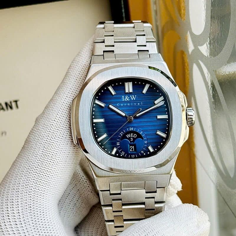 I&W Carnival IW735G xanh navy viền trơn-duoc-ban-tai-NGUYÊN độ đồng hồ (seikomod)