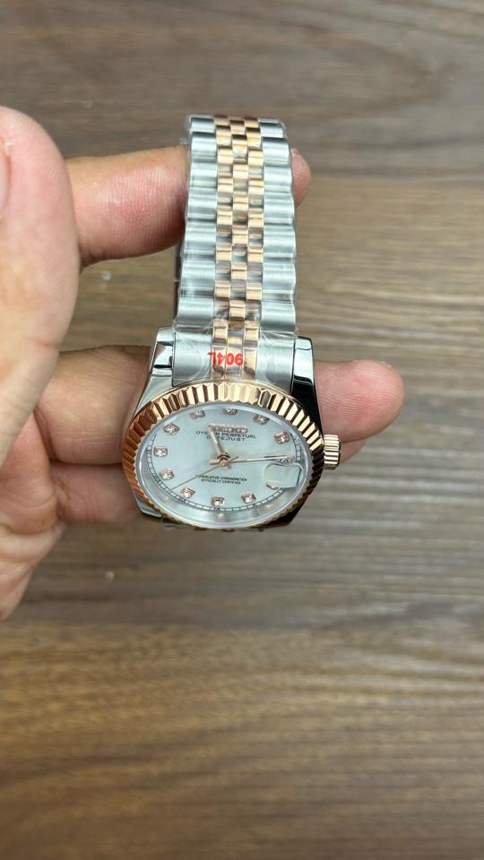 Seikomod DateJust demi vàng hồng xà cừ trắng-duoc-ban-tai-NGUYÊN độ đồng hồ (seikomod)