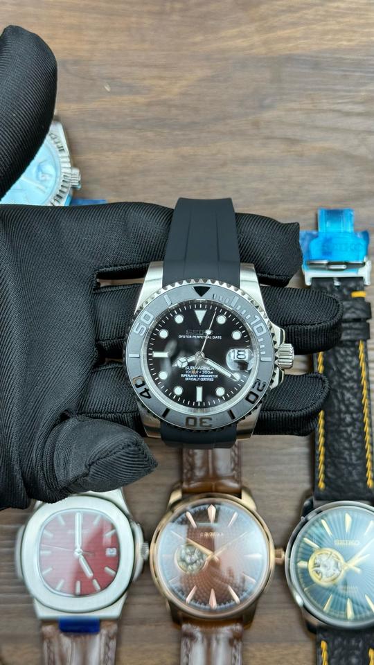Seikomod Submariner 41mm đen niềng nhám-duoc-ban-tai-NGUYÊN độ đồng hồ (seikomod)