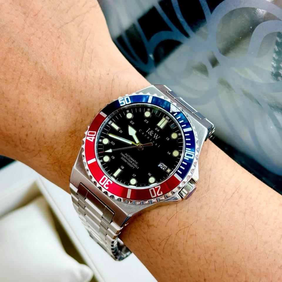 I&W Carnival 726G 41mm Pepsi-duoc-ban-tai-NGUYÊN độ đồng hồ (seikomod)