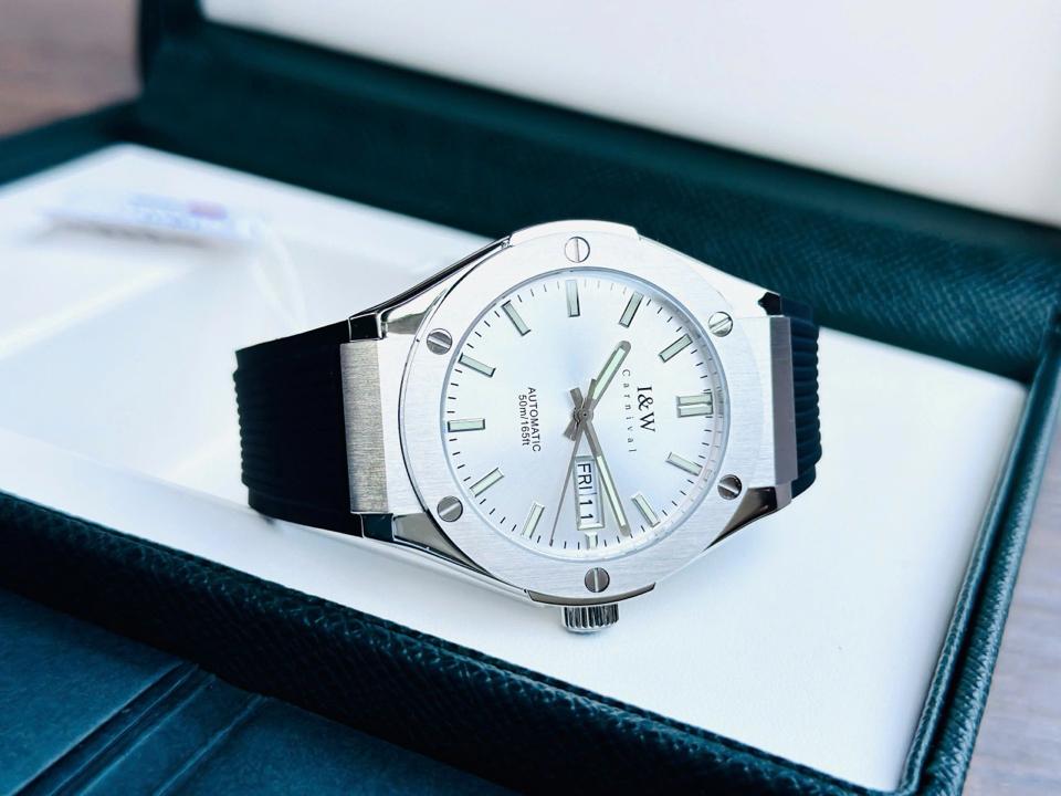 TIỂU HUBLOT I&W  CARNIVAL   IW55851   41mm viền trơn mặt trắng-duoc-ban-tai-NGUYÊN độ đồng hồ (seikomod)