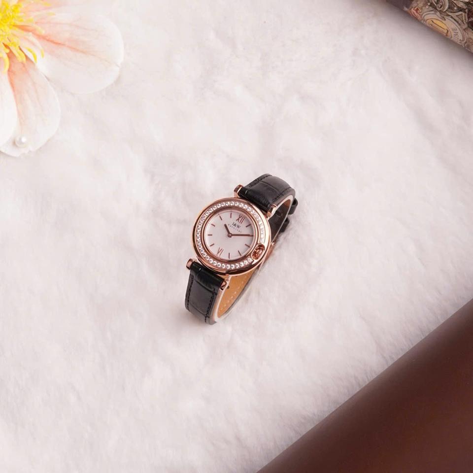 I&W Carnival IW3011L nữ 27mm mặt trắng dây đen-duoc-ban-tai-NGUYÊN độ đồng hồ