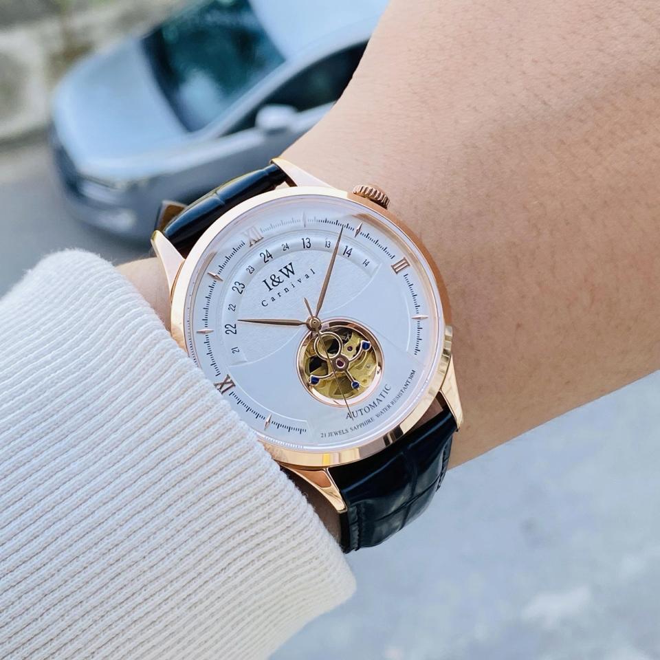 IW CANIVAL - IW525G 41mm trắng vàng hồng-duoc-ban-tai-NGUYÊN độ đồng hồ (seikomod)