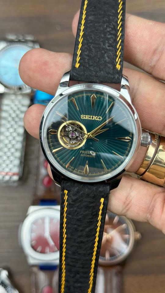 Seikomod Presage 40mm xanh lá open heart-duoc-ban-tai-NGUYÊN độ đồng hồ (seikomod)