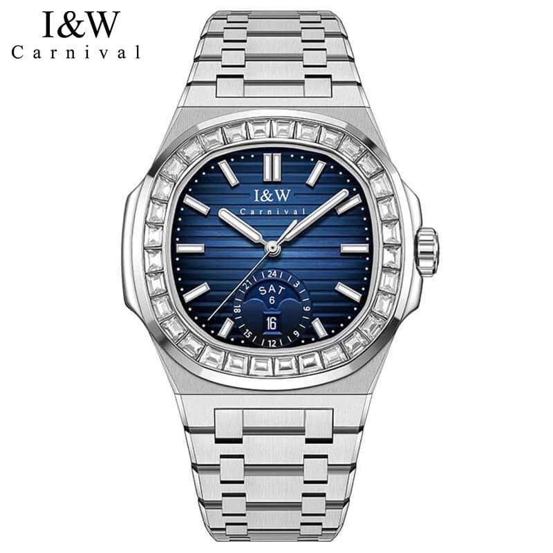 I&W Carnival IW735G xanh Navy-duoc-ban-tai-NGUYÊN độ đồng hồ (seikomod)