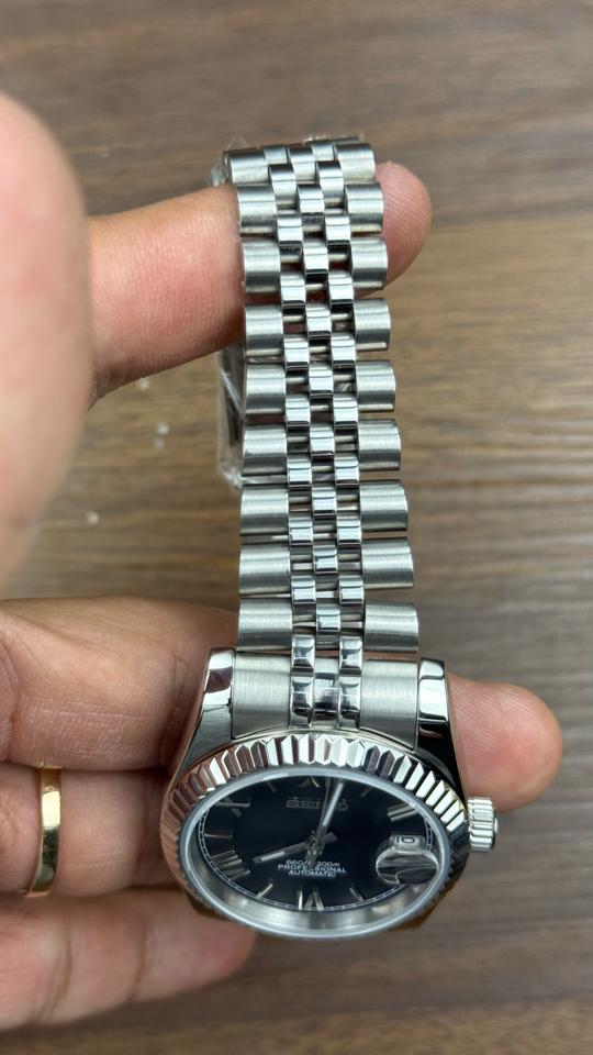 Seikomod DateJust đen la mã-duoc-ban-tai-NGUYÊN độ đồng hồ (seikomod)