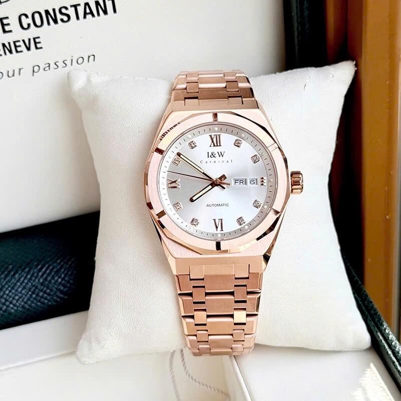 IW CARNIVAL IW751G 41mm vàng hồng mặt trắng-duoc-ban-tai-NGUYÊN độ đồng hồ (seikomod)