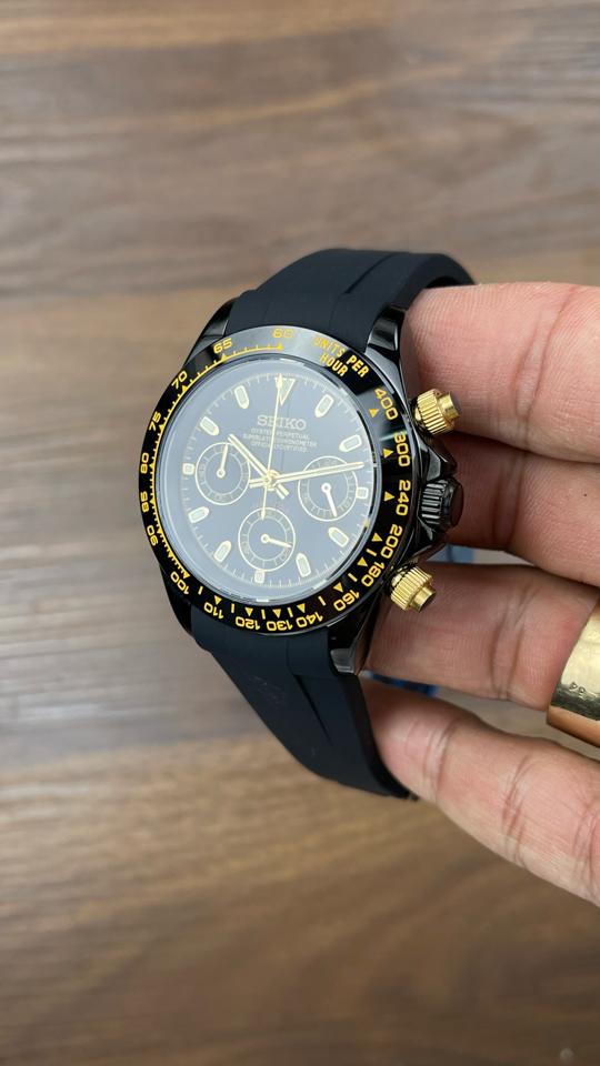 Seikomod  Daytona 39mm vàng đen-duoc-ban-tai-NGUYÊN độ đồng hồ (seikomod)