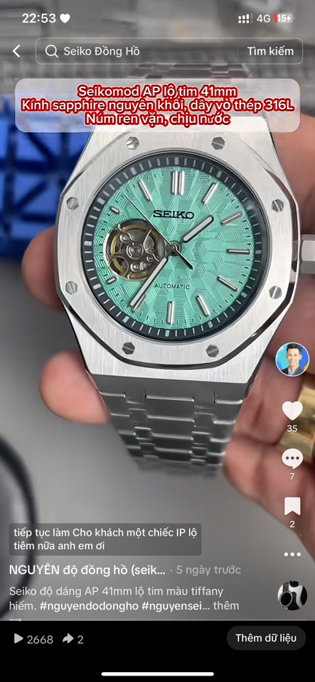 Seikomod AP open heart 41mm-duoc-ban-tai-NGUYÊN độ đồng hồ (seikomod)