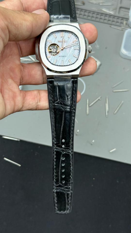Seikomod Nautilus 39,5mm xà cừ trắng-duoc-ban-tai-NGUYÊN độ đồng hồ (seikomod)