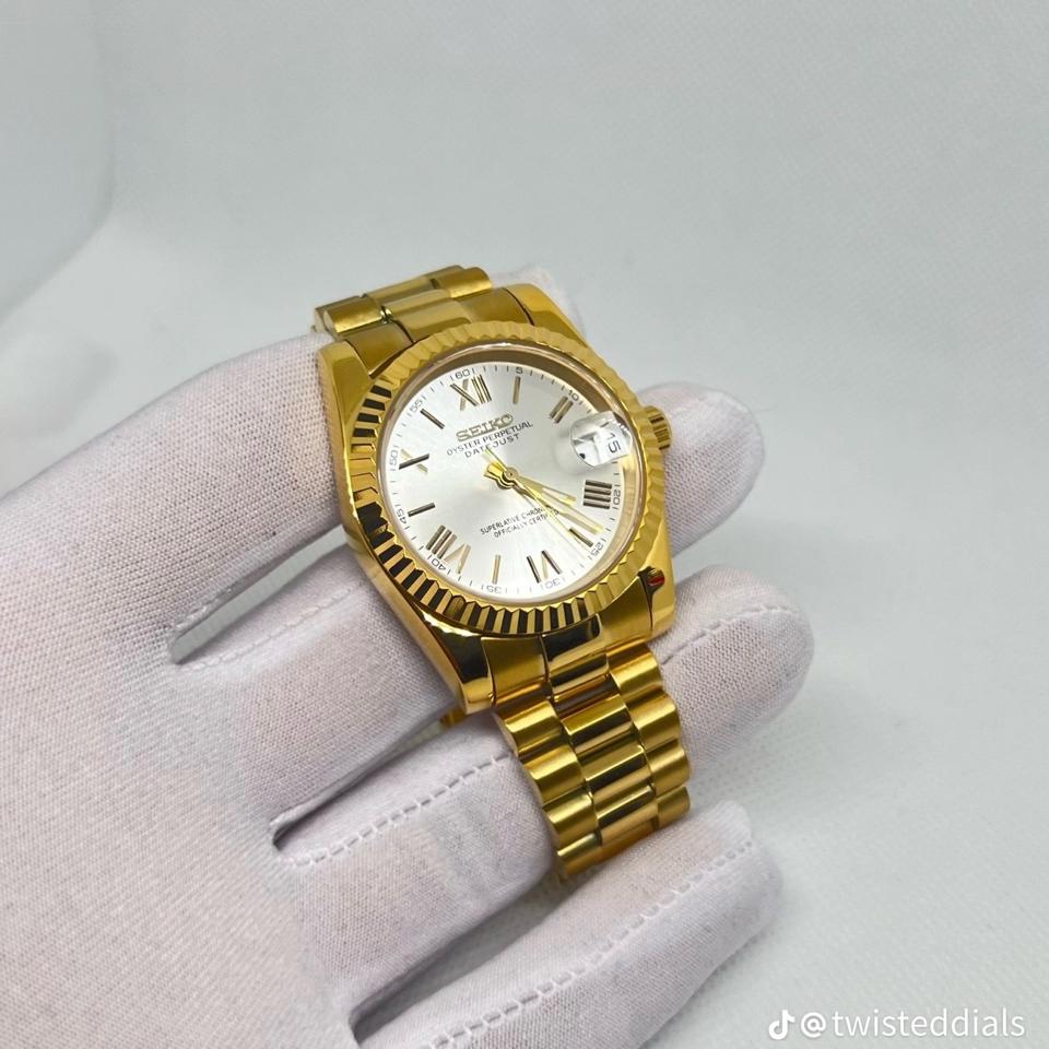 Seikomod Dayjust (la mã- gold)-duoc-ban-tai-NGUYÊN độ đồng hồ (seikomod)
