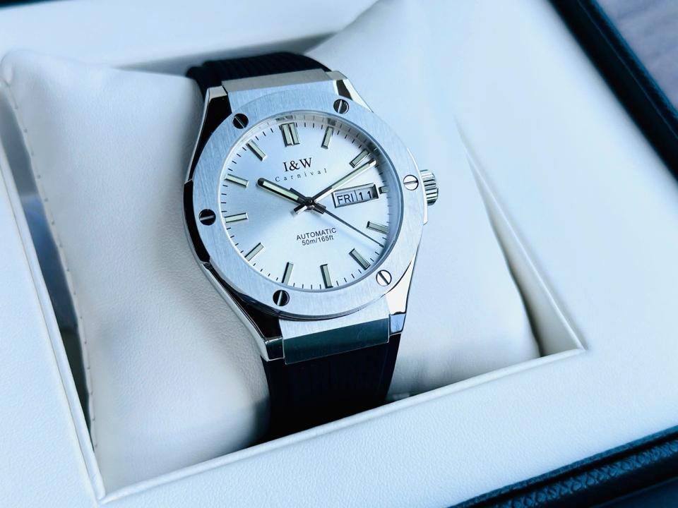 TIỂU HUBLOT I&W  CARNIVAL   IW55851   41mm viền trơn mặt trắng-duoc-ban-tai-NGUYÊN độ đồng hồ (seikomod)