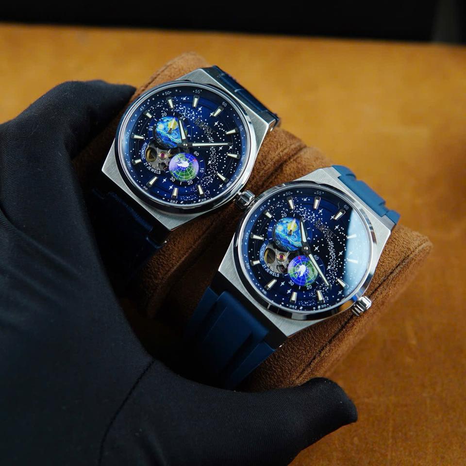 I&W Carnival Earth Blue Dial IW708G 41mm đủ loại dây-duoc-ban-tai-NGUYÊN độ đồng hồ (seikomod)