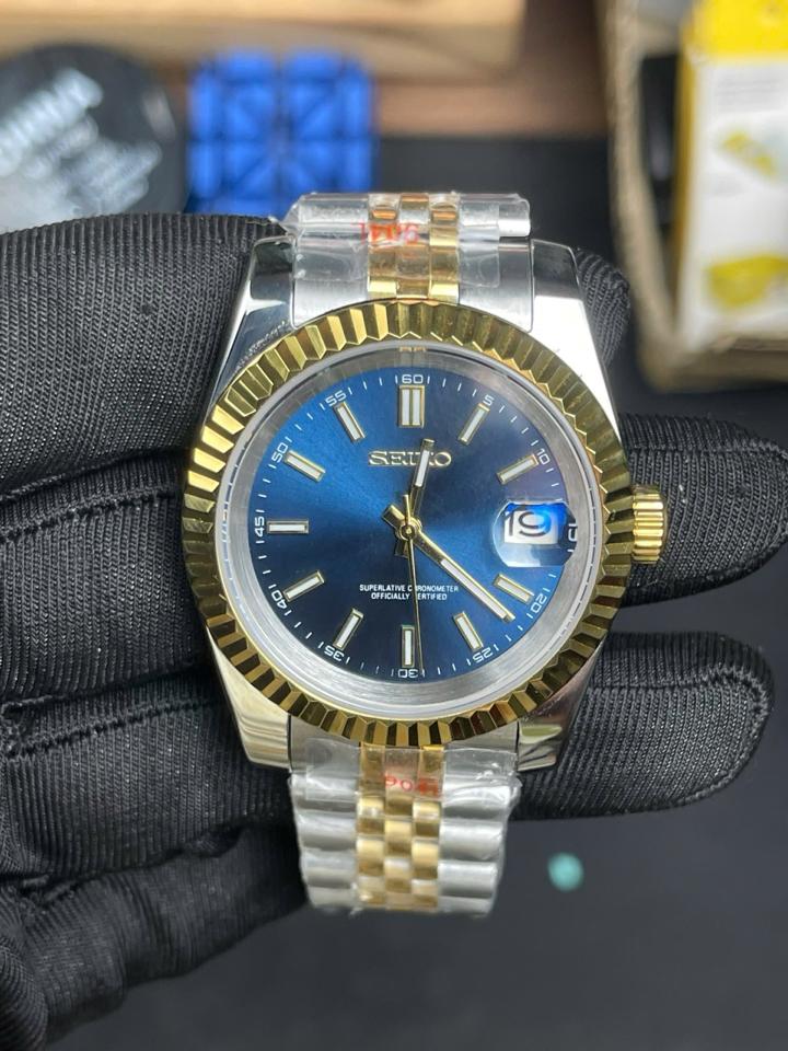 Seikomod Datejust xanh navy demi gold-duoc-ban-tai-NGUYÊN độ đồng hồ