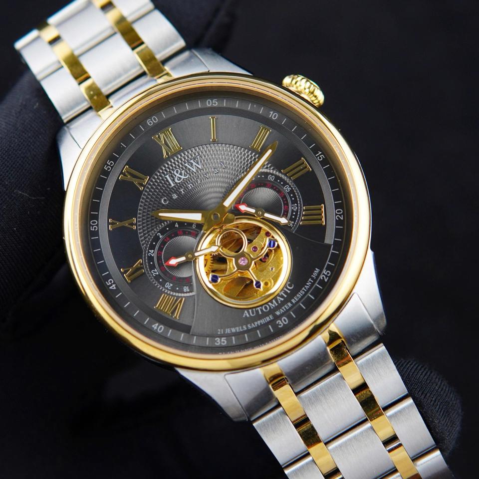 I&W CARNIVAL IW613G 41mm mặt đen-duoc-ban-tai-NGUYÊN độ đồng hồ (seikomod)