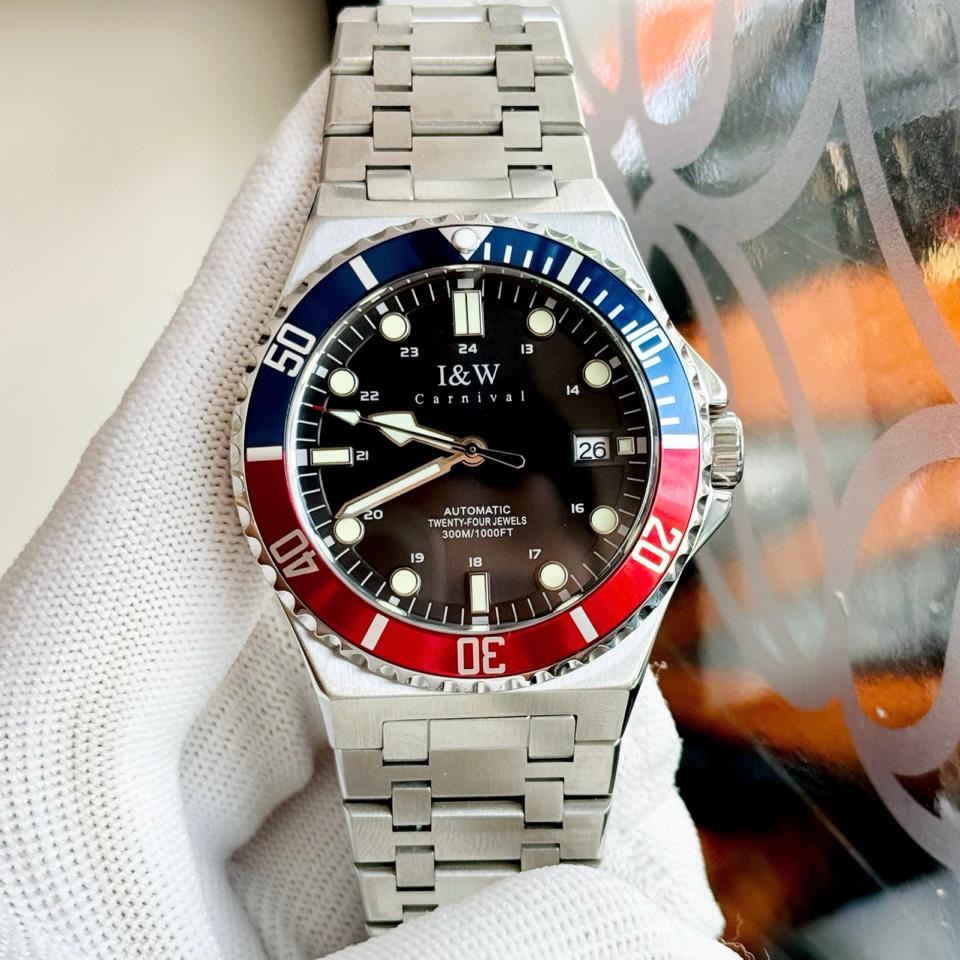 I&W Carnival 726G 41mm Pepsi-duoc-ban-tai-NGUYÊN độ đồng hồ (seikomod)