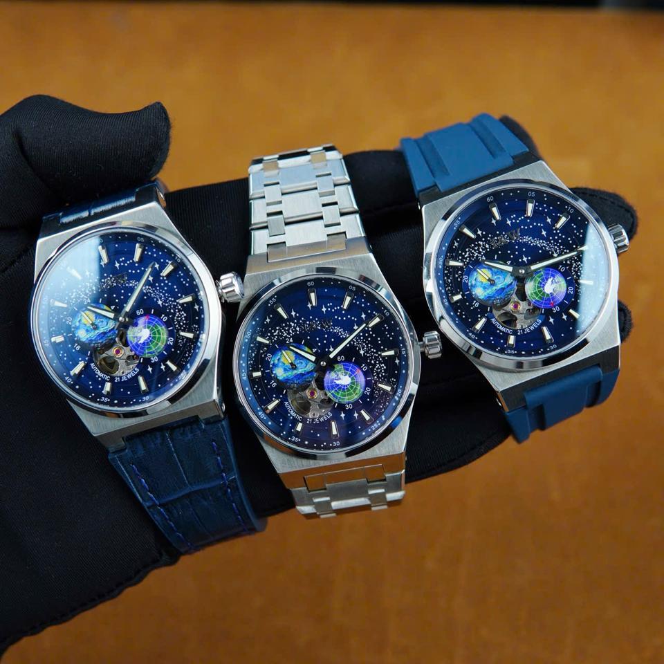 I&W Carnival Earth Blue Dial IW708G 41mm đủ loại dây-duoc-ban-tai-NGUYÊN độ đồng hồ (seikomod)