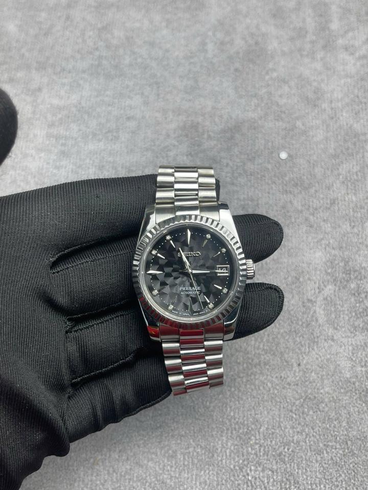 Seikomod Datejust mặt đen 3D 36mm-duoc-ban-tai-NGUYÊN độ đồng hồ