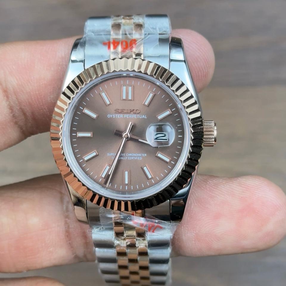 Seikomod DateJust nữ 31mm demi rose socola-duoc-ban-tai-NGUYÊN độ đồng hồ (seikomod)
