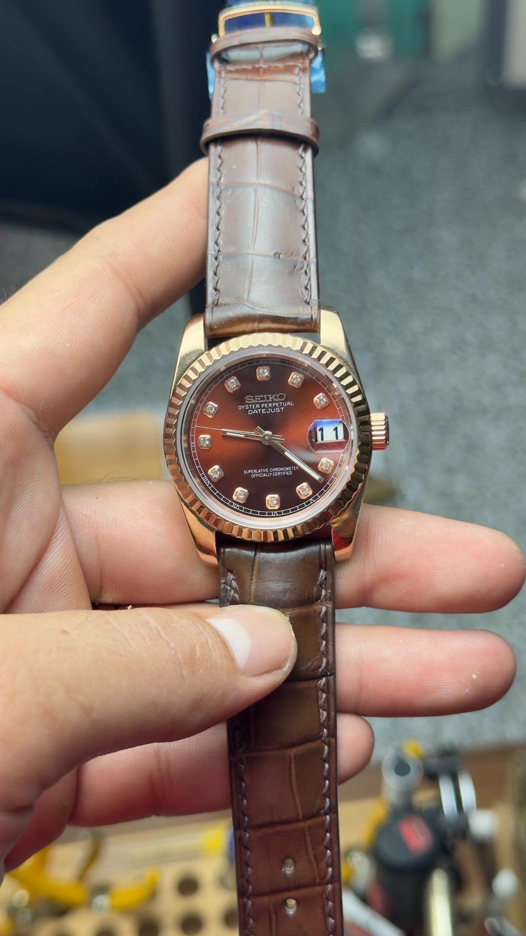 Seikomod Datejust nâu dây da 36mm-duoc-ban-tai-NGUYÊN độ đồng hồ