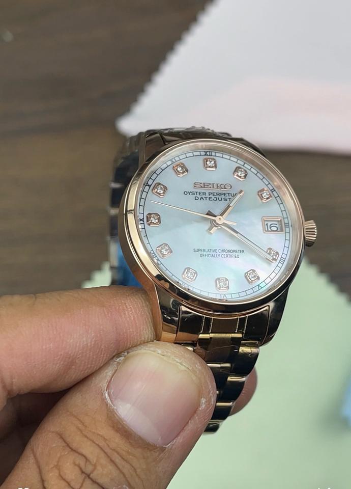 Seikomod Presage nữ 33mm mặt xà cừ dây thép -duoc-ban-tai-NGUYÊN độ đồng hồ (seikomod)