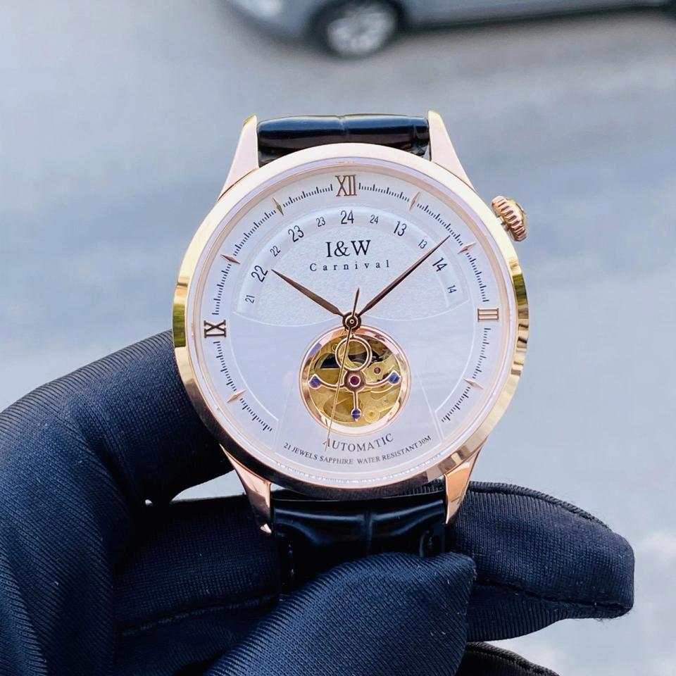 IW CANIVAL - IW525G 41mm trắng vàng hồng-duoc-ban-tai-NGUYÊN độ đồng hồ (seikomod)