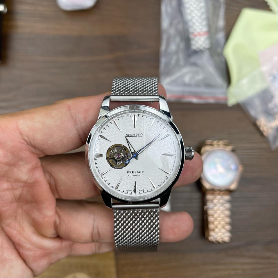 Seikomod Presage 40mm lộ tim dây thép lưới-duoc-ban-tai-NGUYÊN độ đồng hồ (seikomod)