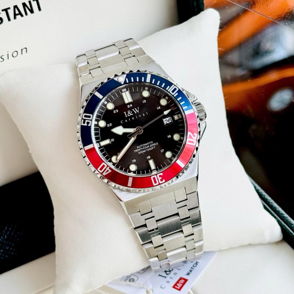 I&W Carnival 726G 41mm Pepsi-duoc-ban-tai-NGUYÊN độ đồng hồ (seikomod)